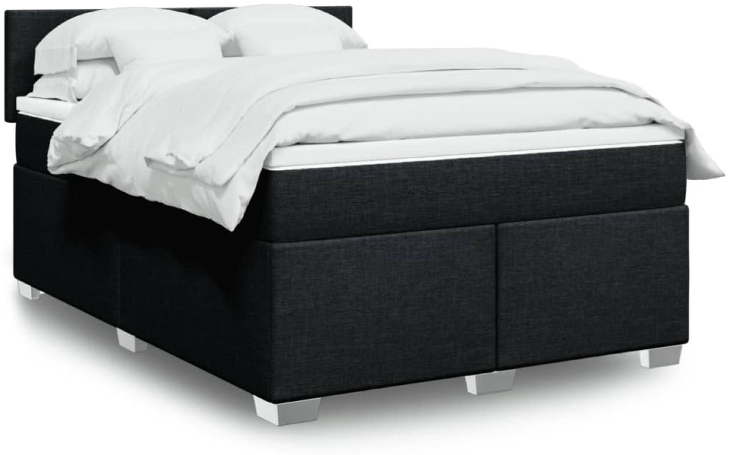 vidaXL Boxspringbett mit Matratze Schwarz 140x190 cm Stoff 3285878 Bild 1