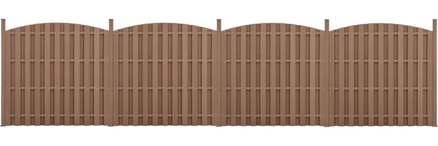 WPC Gartenzaun mit Rundbogen (165-185)x747 cm Braun [neu. holz] Bild 1