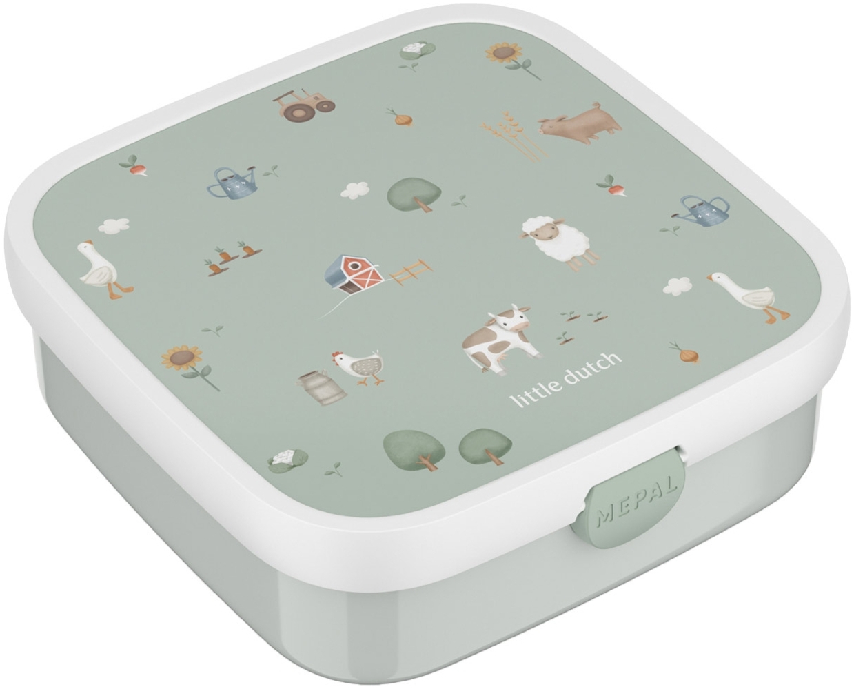 Mepal 'Campus' Brotdose Groß inklusive 2 auslaufsicheren Bento Fächern & Gabel, Kunststoff Little Farm Bild 1