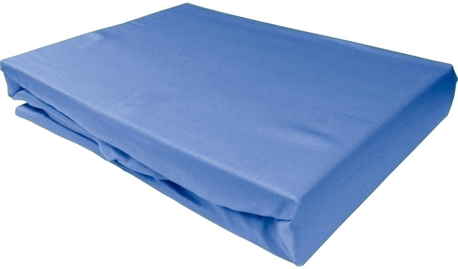 Bettwaesche-mit-Stil Mako-Satin Spannbettlaken hellblau 180x200cm Höhe 31-40cm Bild 1