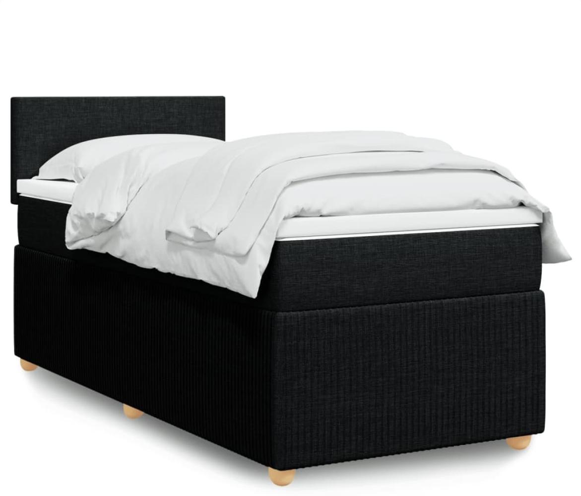 vidaXL Boxspringbett mit Matratze Schwarz 90x200 cm Stoff 3289634 Bild 1