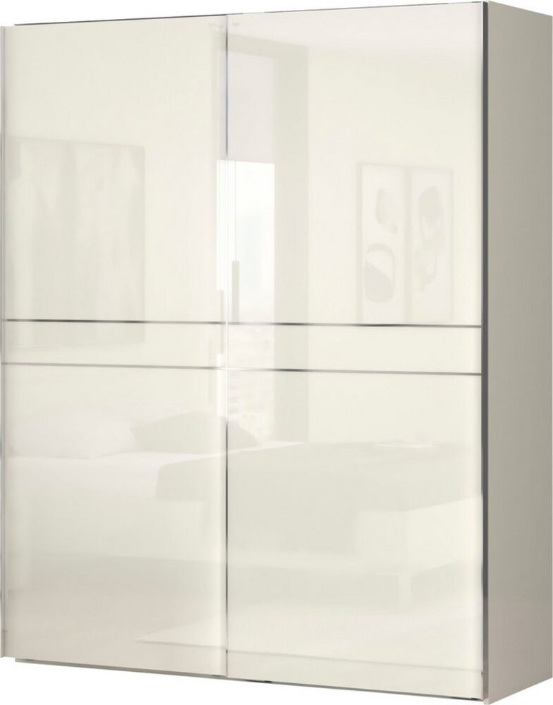 Places of Style Schwebetürenschrank Piano, FSC-zertifiziert, mit Einlegeböden und Kleiderstangen (in 3 Breiten, 224cm hoch, mit verchromten Aufleistungen) UV lackiert, hochglänzend, mit Soft-Close Funktion, in beige oder weiß Bild 1