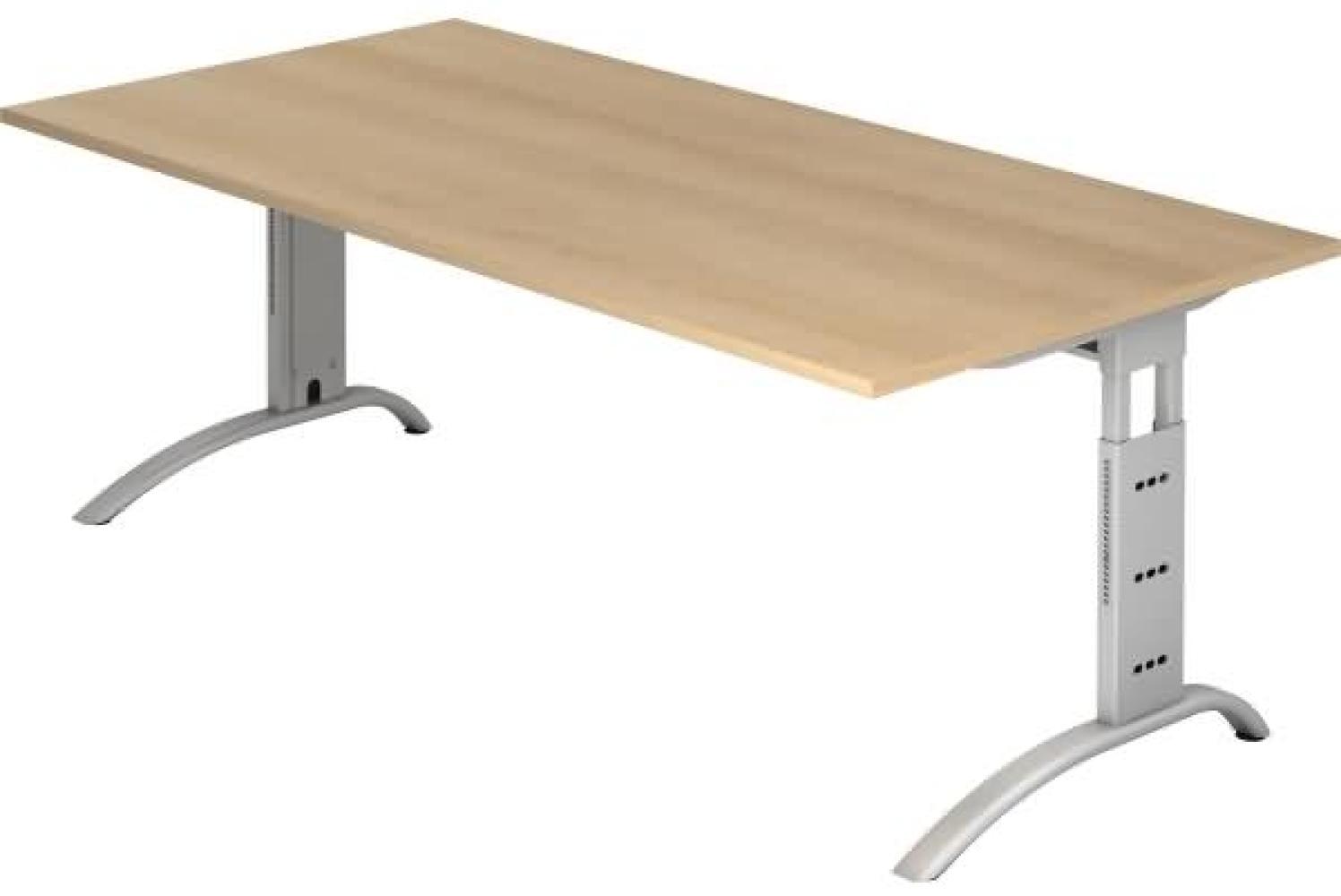Schreibtisch FS2E C-Fuß 200x100cm Eiche Gestellfarbe: Silber Bild 1