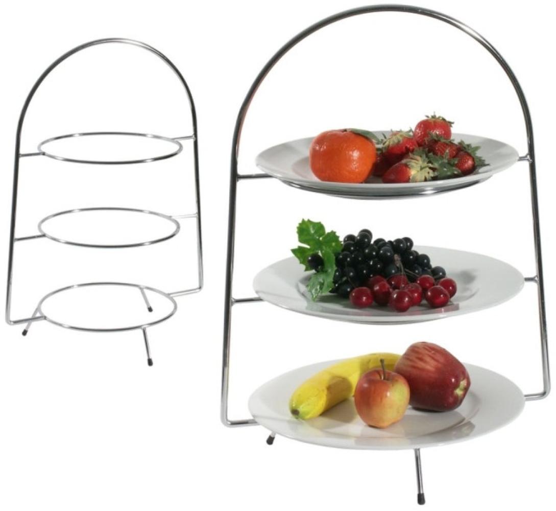 Contacto 3-stufige Teller-Etagere für min. Ø 17cm Teller, schwere Qualität, Stahldraht verchromt, Buffet Etagere 3 Etagen für Obst etc. 31x22,5 cm Bild 1