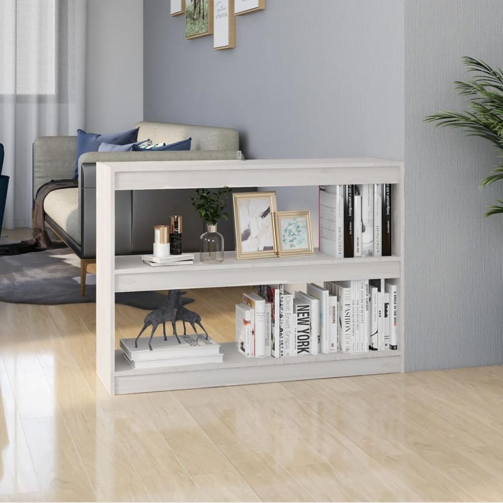 vidaXL Bücherregal Raumteiler Weiß 100 x 30 x 71,5 cm Massivholz Kiefer 808209 Bild 1