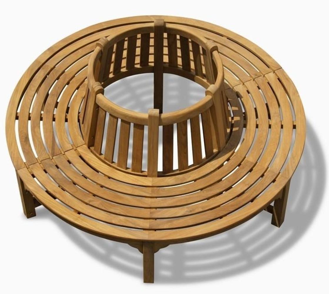 Baumbank Fermo mit Rückenlehne Teak Massivholz - Außend.: 150 cm - Modell: 360° Bild 1