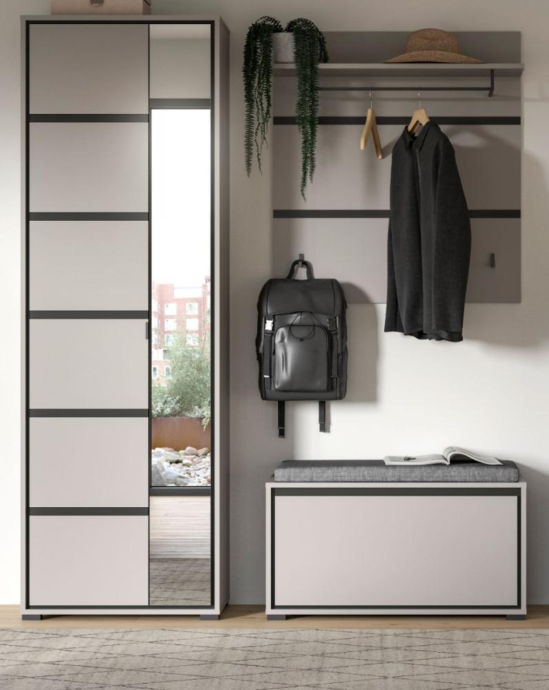 Garderobe Set 3-teilig Malik in grau und schwarz 165 cm Bild 1