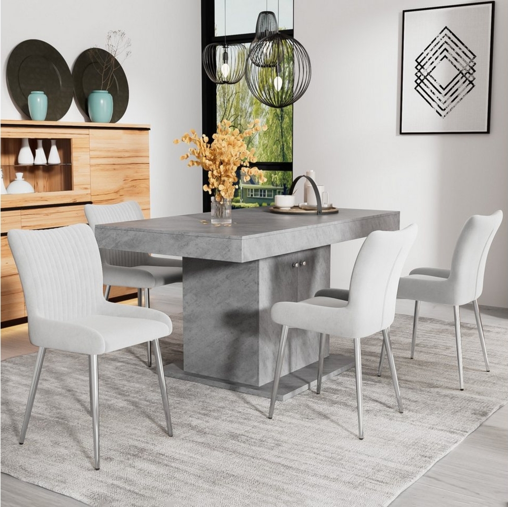 Flieks Esszimmerstuhl (Set, 4 St), 4er Set Polsterstühle Wohnzimmerstuhl mit Rückenlehne Metallbeine Samt Bild 1