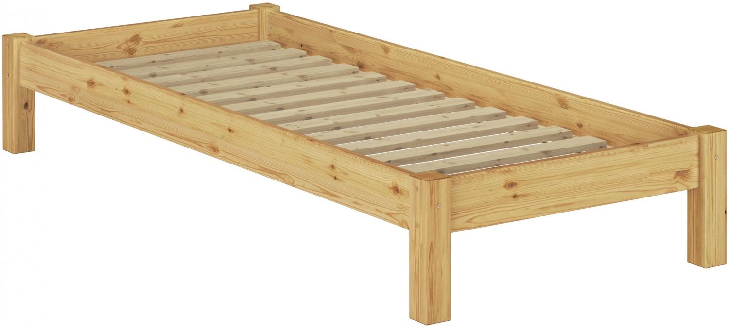 Einzelbett Kiefer natur 80x200 Massivholzbett Futonbett Bettrahmen Rollrost 60.35-08 Bild 1