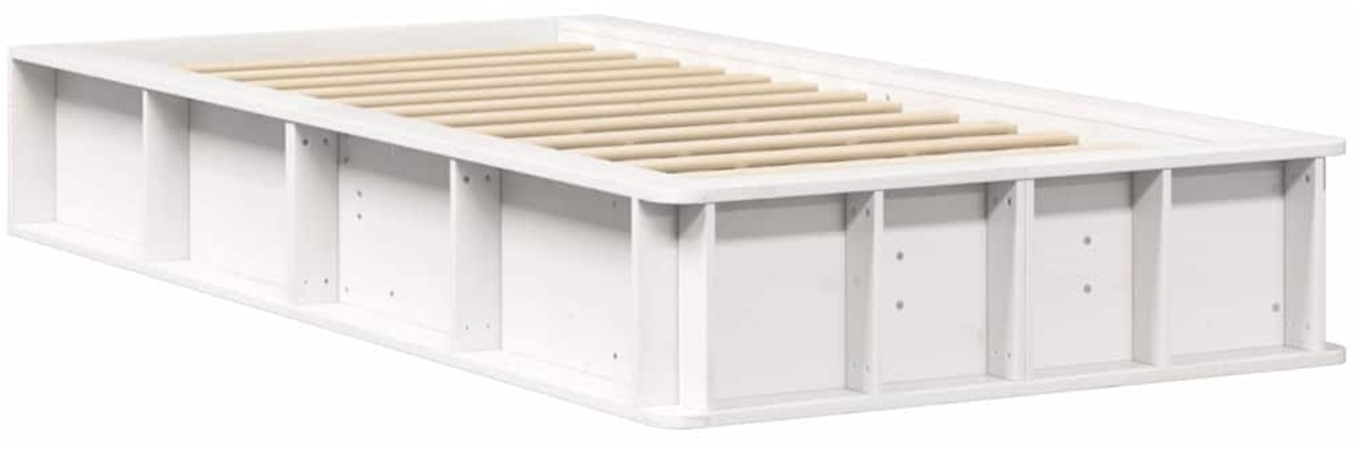 vidaXL Bettrahmen Weiß 90 x 200 cm Massives Kiefernholz 3385734 Bild 1