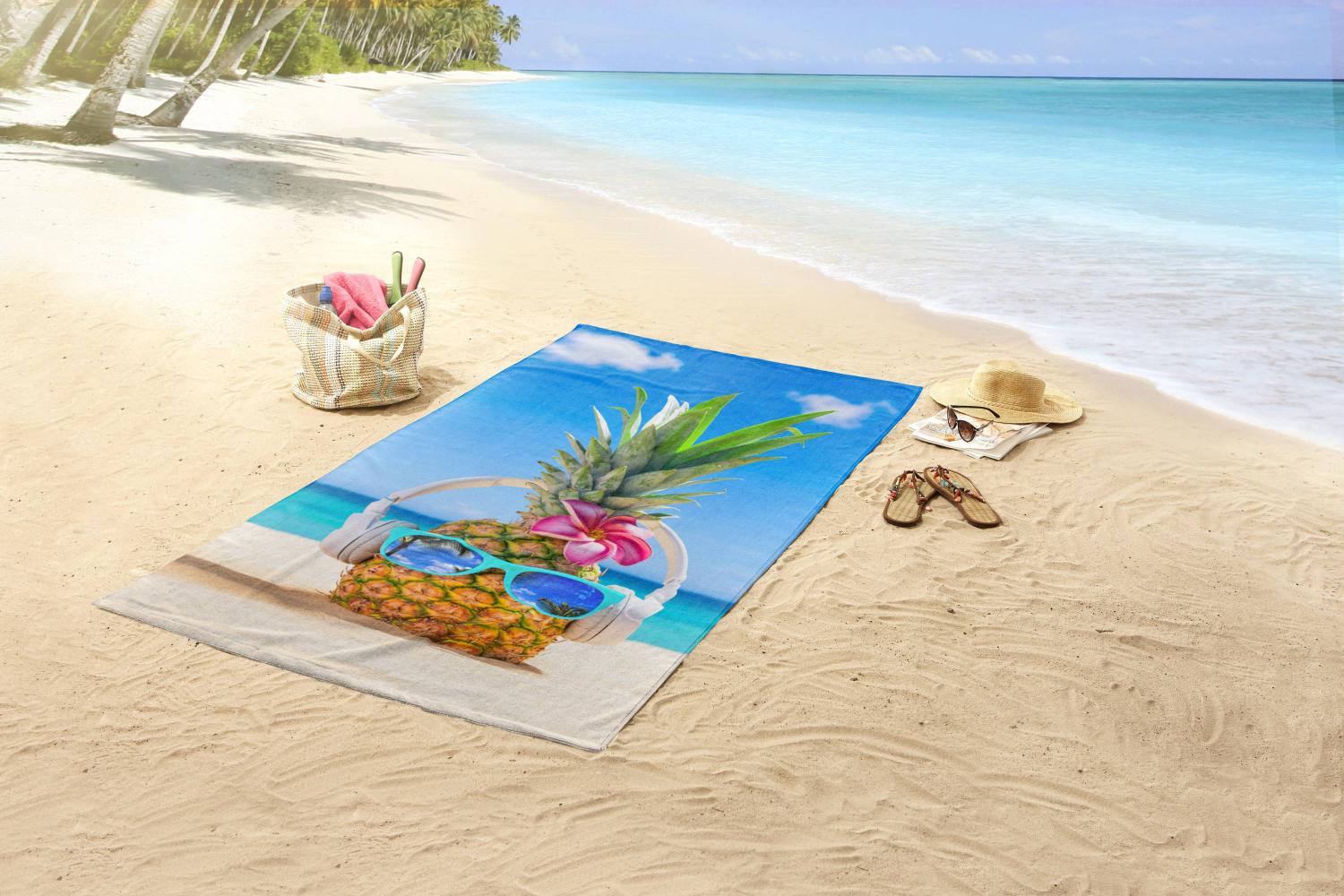 Strandtuch PINEAPPLE, Motiv: Ananas, 100 x 180 cm Bild 1