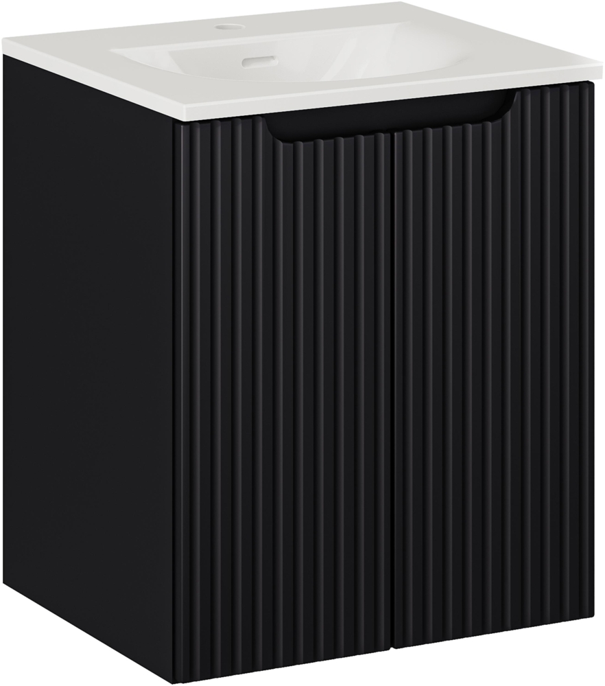 NOVA BLACK 50cm Badmöbel-Set mit SKY Möbelwaschtisch (40x50cm), Schwarz Teppich Bild 1