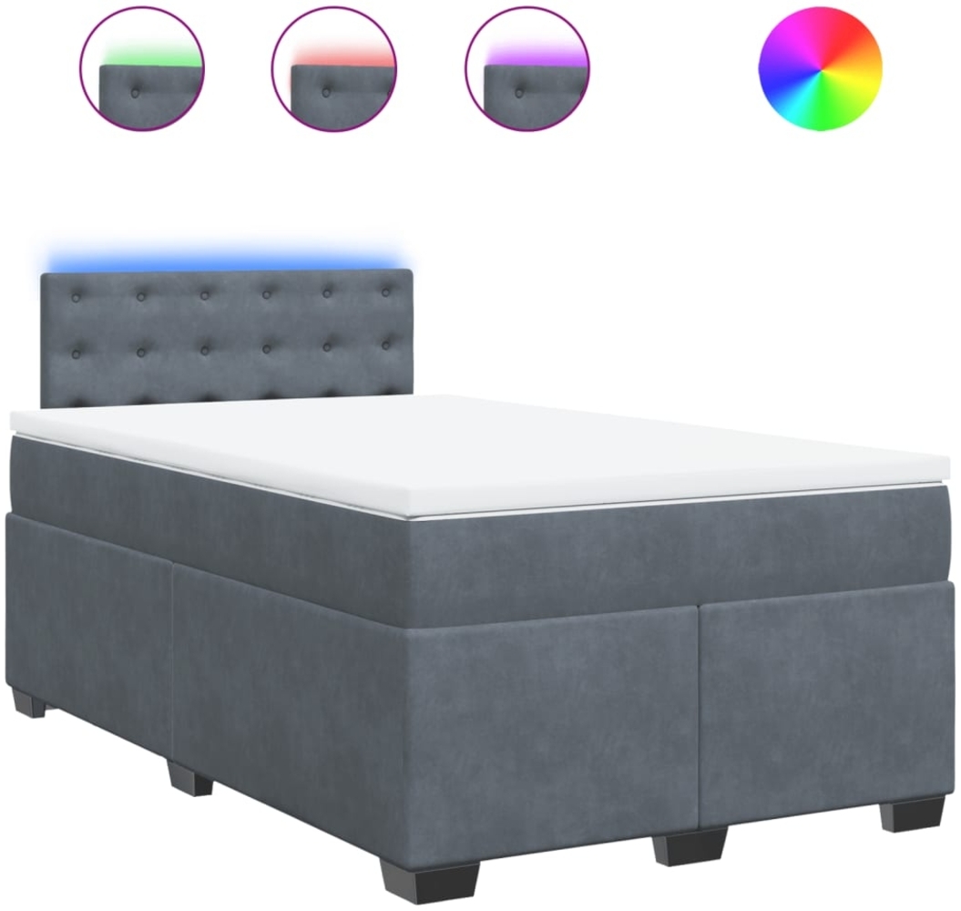 vidaXL Boxspringbett mit Matratze Dunkelgrau 120x190 cm Samt 3288571 Bild 1