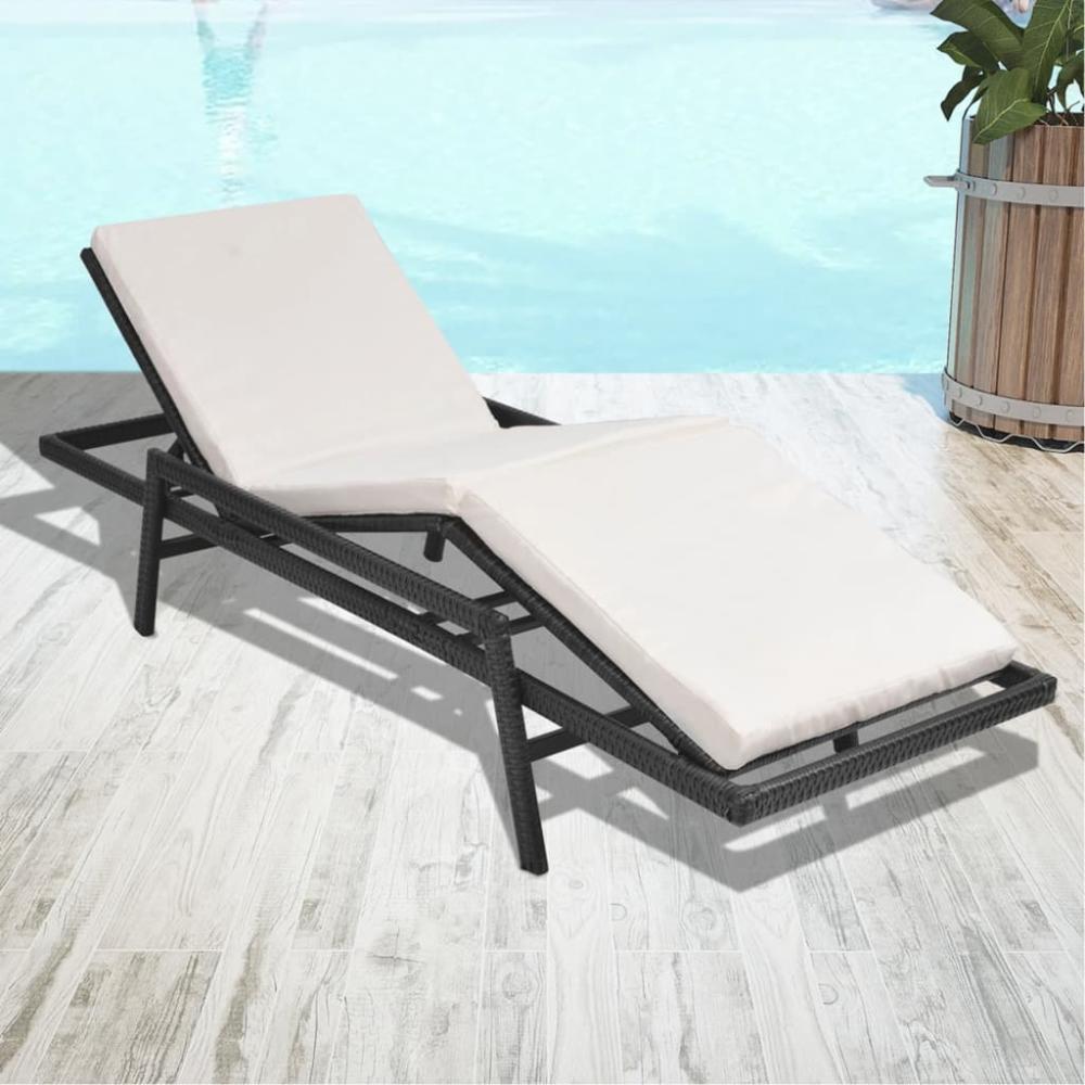 vidaXL Sonnenliege mit Auflage Poly Rattan Schwarz 43108 Bild 1