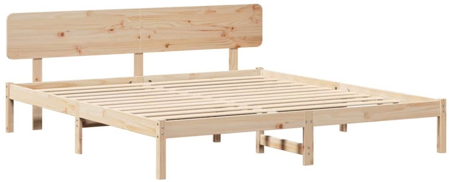 vidaXL Bettrahmen mit Kopfteil Natur 180 x 200 cm Massives Kiefernholz 872095 Bild 1
