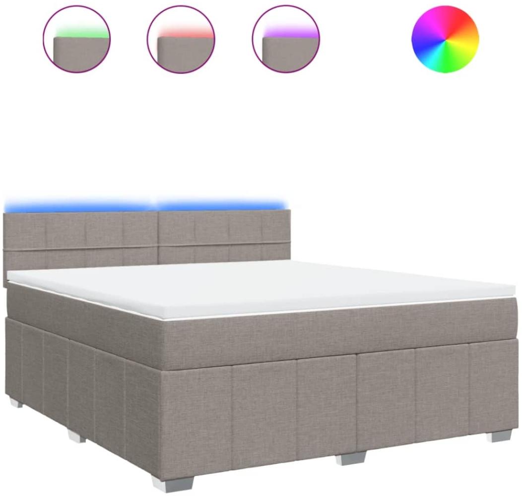 vidaXL Boxspringbett mit Matratze Taupe 180x200 cm Stoff 3289451 Bild 1