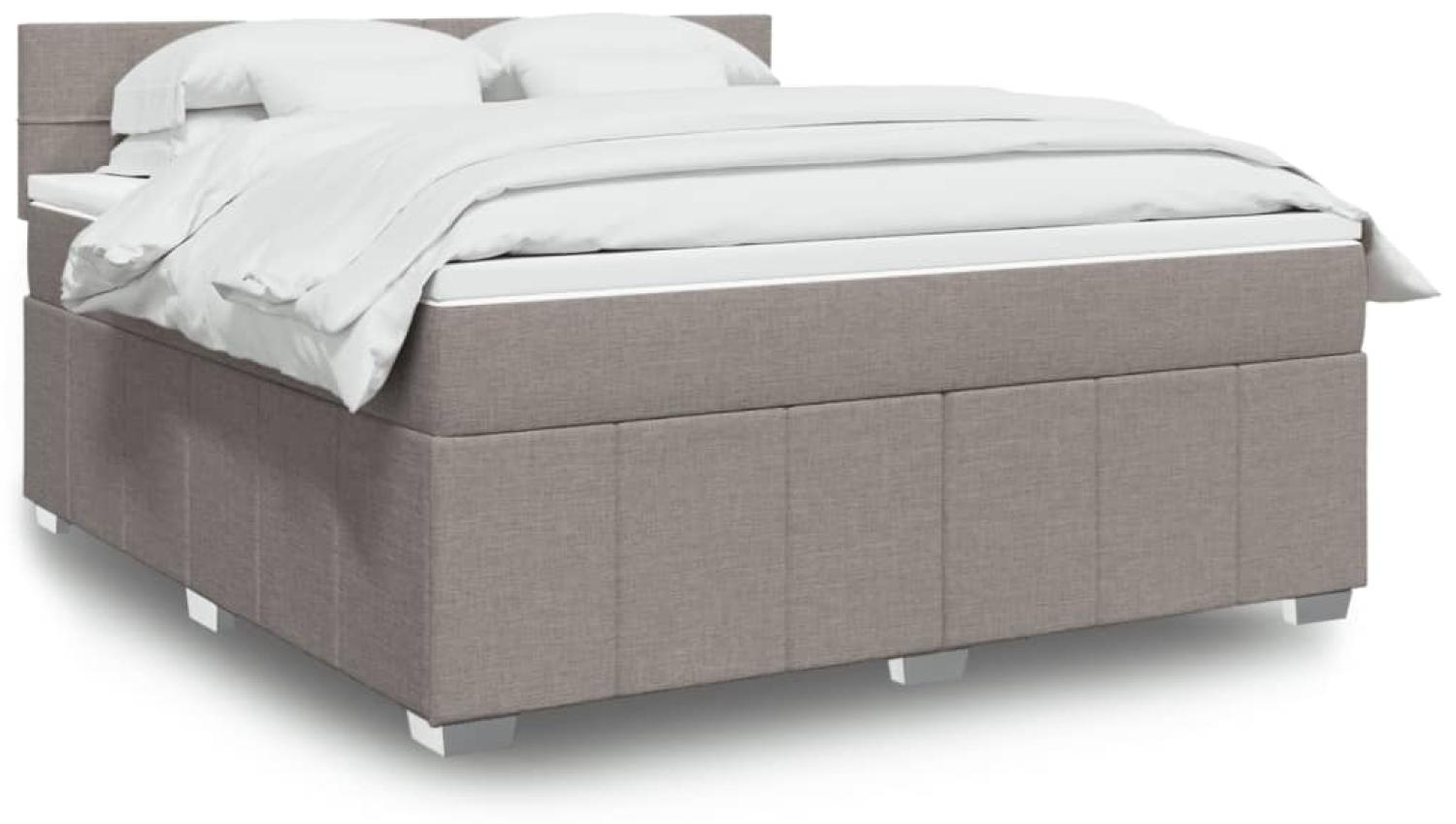 vidaXL Boxspringbett mit Matratze Taupe 180x200 cm Stoff 3289451 Bild 1