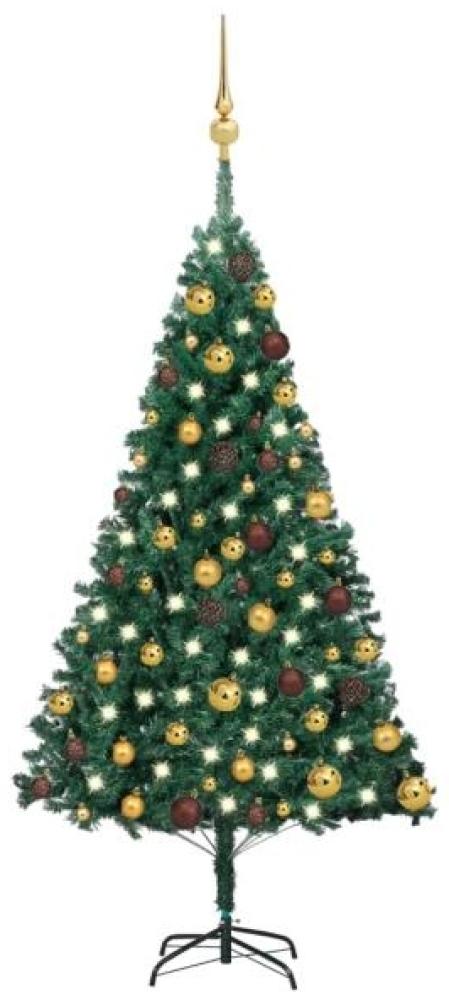 vidaXL Künstlicher Weihnachtsbaum mit LEDs & Kugeln Grün 120 cm PVC, Mit Beleuchtung [3077534] Bild 1