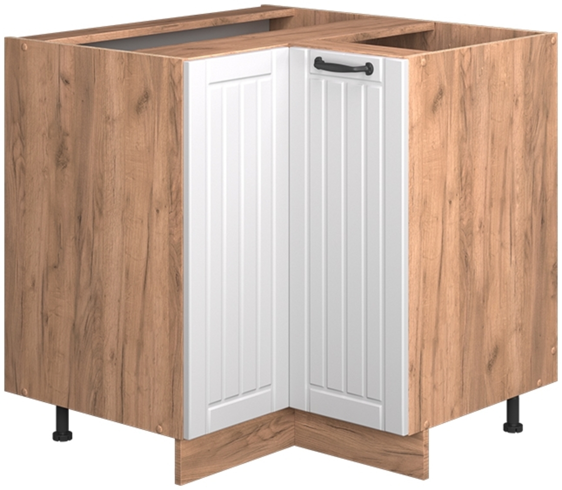 Eckunterschrank Fame-Line Weiß Landhaus 80.5 cm , AP Anthrazit Vicco Bild 1