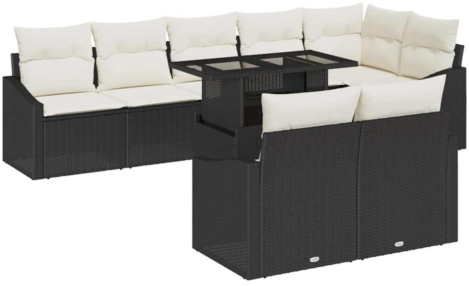 vidaXL Garten-Sofa-Set 9 pcs Schwarz, Creme 100 x 55 x 73 cm 3357760 Bild 1