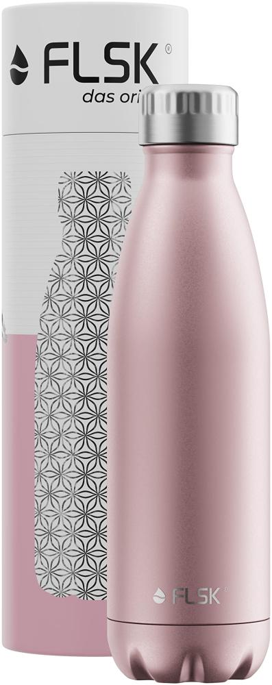 FLSK Das Original New Edition Edelstahl Trinkflasche – Kohlensäure geeignet | Die Isolierflasche hält 18 Stunden heiß und 24 Stunden kalt | ohne BPA und rostfrei, Roségold, 500ml Bild 1