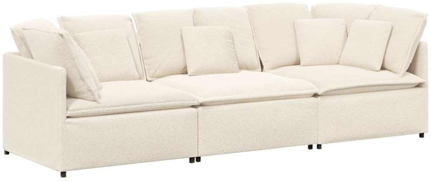 vidaXL Modulares Sofa mit Kissen Stoff in Lammwolloptik Creme 3321295 Bild 1