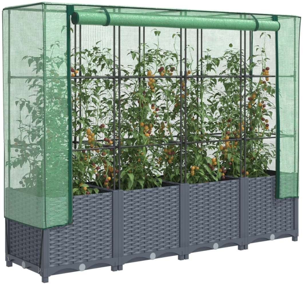 vidaXL Hochbeet mit Gewächshaus-Aufsatz Rattan-Optik 160x40x138 cm 4015830 Bild 1