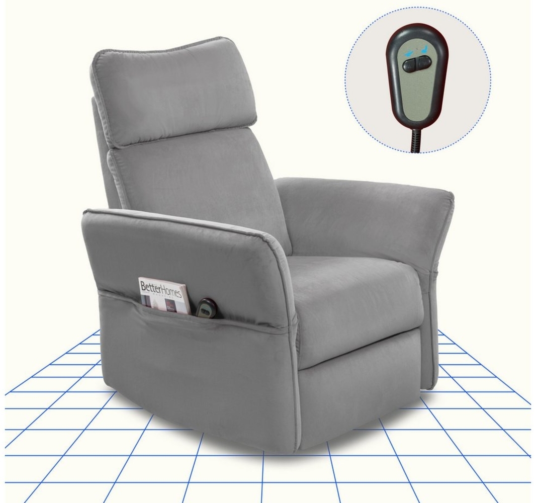 FLEXISPOT Loungesessel Relaxsessel – Elektrischer Liegesessel, drehbarer Schaukelstuhl (mit 3D-Kopfstütze, 180-225° verstellbaren Armlehnen, Rocking- & 360° Drehfunktion, mit Seitentaschen), Fernsehsessel mit verstellbare Rückenlehne im Wohnzimmer Bild 1