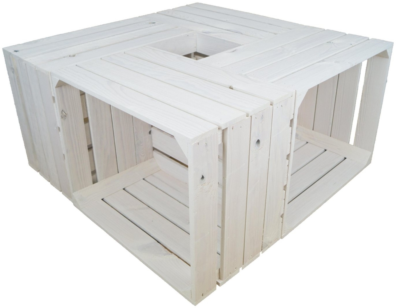 Kistenkolli Altes Land Allzweckkiste 4 Stück neue Obstkisten "Johanna" weiss lasiert Holzkisten Apfelkisten (Spar-Set) Bild 1