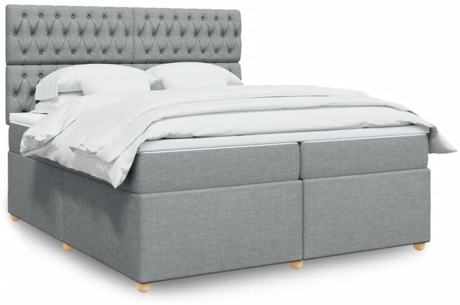 vidaXL Boxspringbett mit Matratze Hellgrau 200x200 cm Stoff 3291394 Bild 1