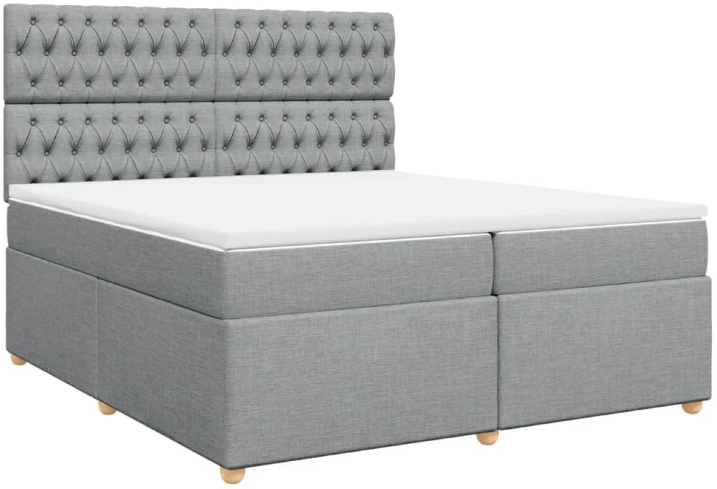 vidaXL Boxspringbett mit Matratze Hellgrau 200x200 cm Stoff 3291394 Bild 1