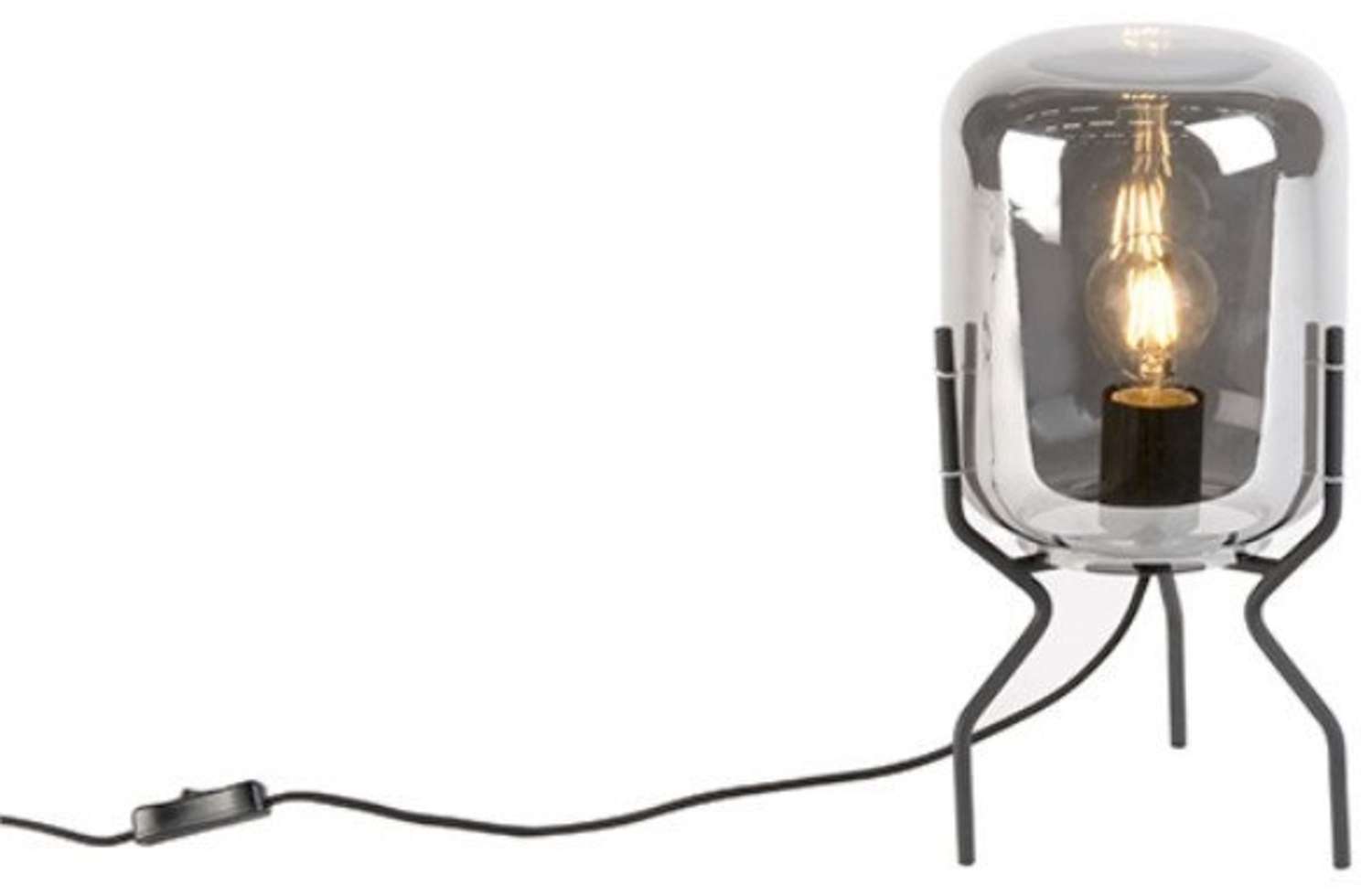 Qazqa Tischleuchte Bliss, ohne Leuchtmittel, E27, Schwarz, Design, Glas, 1-flammig Bild 1