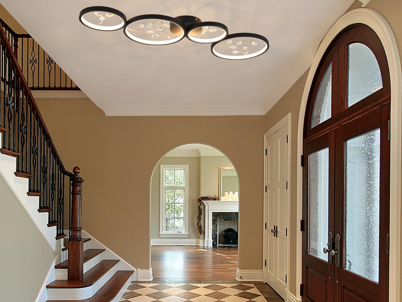 Große LED Deckenleuchte GROOVY Schwarz mit 3 Stufen Dimmer, Breite 95cm Bild 1