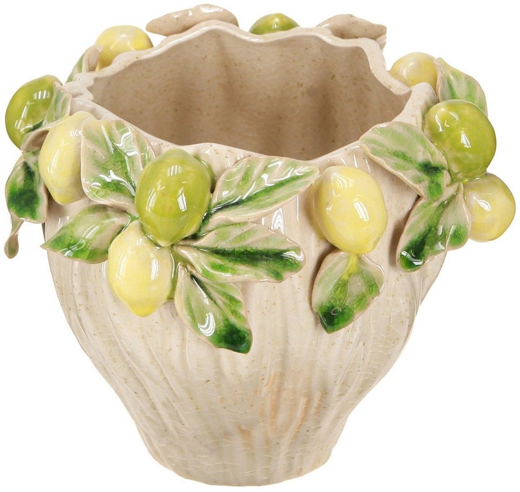 Viana Übertopf Deko-Keramik-Blumentopf Zitronen Mediterran Ø19,5cm Bild 1