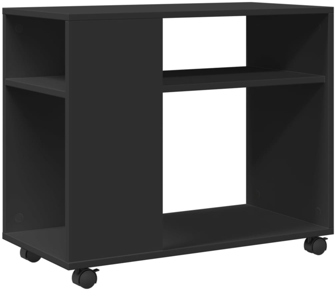 vidaXL Beistelltisch mit Rollen Schwarz 70x35x60 cm Holzwerkstoff 853147 Bild 1