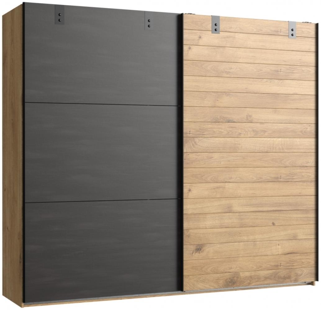 Wimex 'Detroit' Kleiderschrank, Schwebetürenschrank, Eiche/Stahl Schwarz, Industrial, ca. 200 cm Bild 1