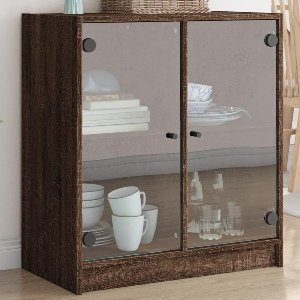 vidaXL Beistellschrank mit Glastüren Braun Eichen-Optik 68x37x75,5 cm 836426 Bild 1