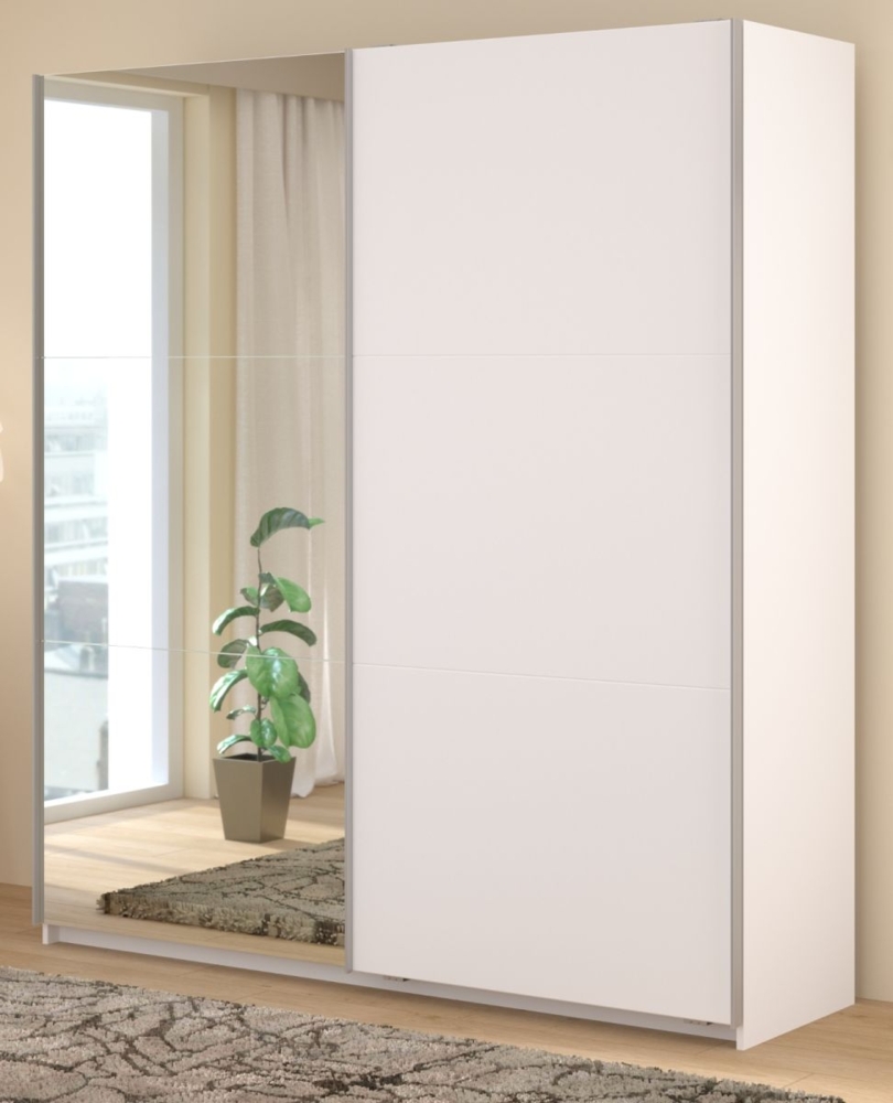 Kleiderschrank Swing in weiß mit Spiegel 178 cm Bild 1