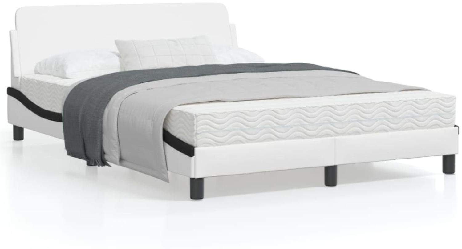 vidaXL Bettgestell "Dover" Weiß und Schwarz 140x190 cm Kunstleder 373184 Bild 1
