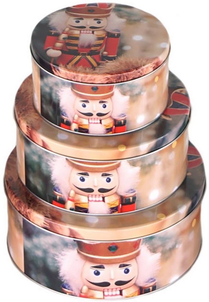 Annastore Vorratsdose 3-tlg. Set Gebäckdosen aus Metall für Weihnachten - Keksdosen, Plätzchendosen Bild 1