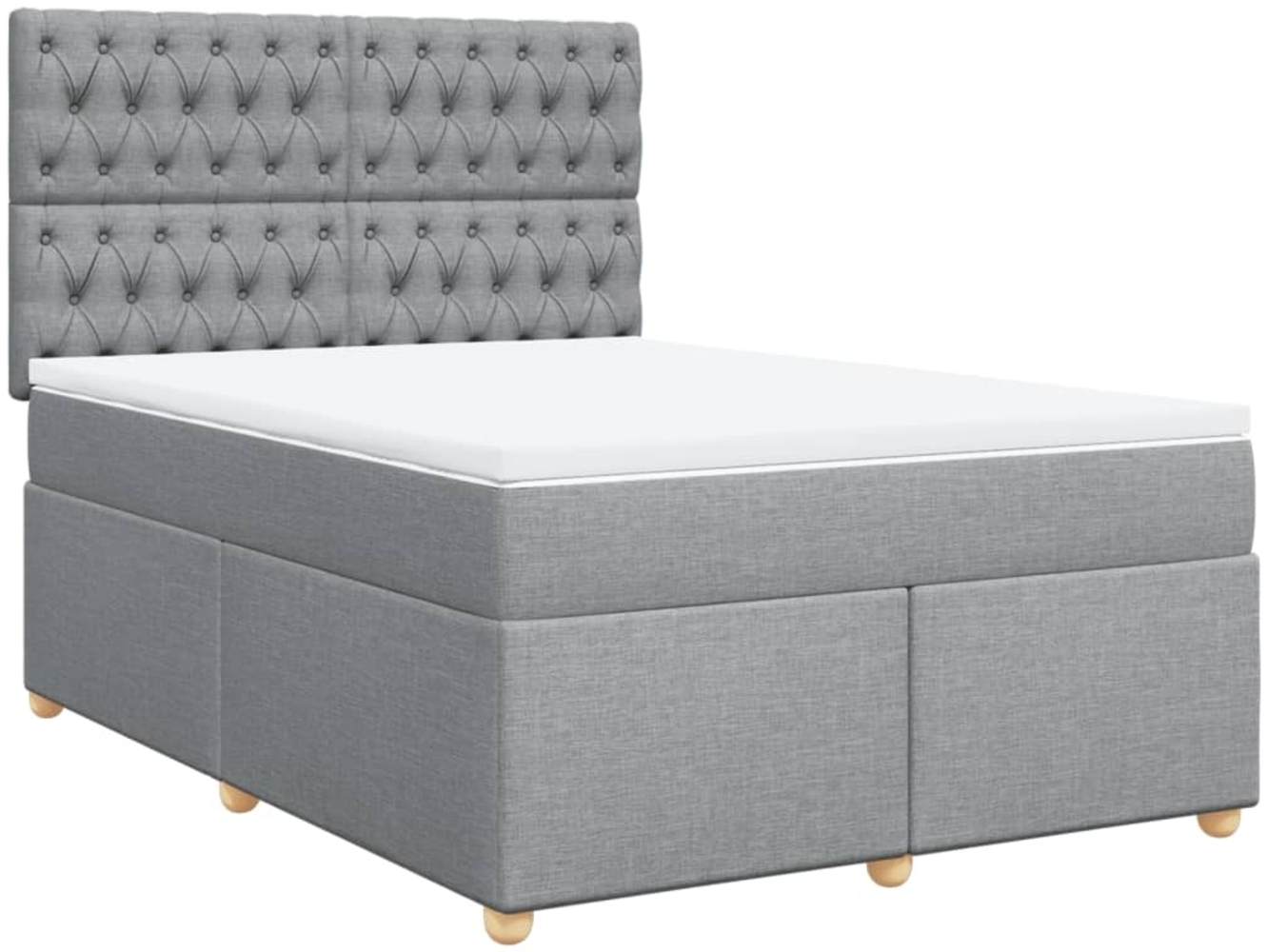 vidaXL Boxspringbett mit Matratze Hellgrau 160x200 cm Stoff 3291338 Bild 1