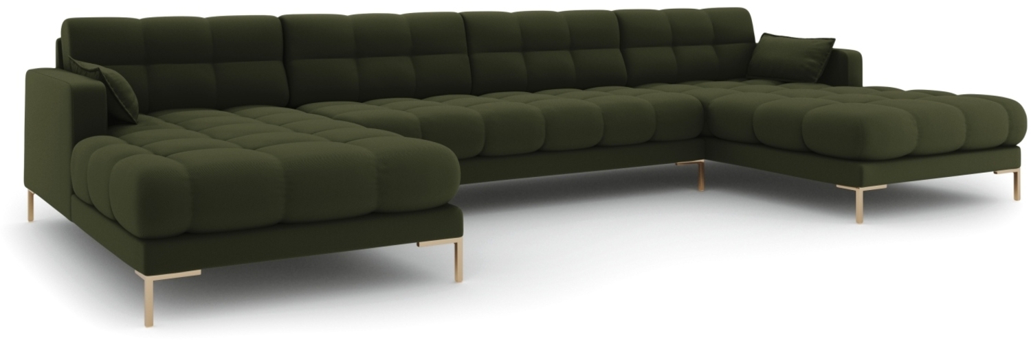 Micadoni Panorama-Sofa Mamaia 6-Sitzer Strukturierter Stoff Grün Metall Gold Bild 1