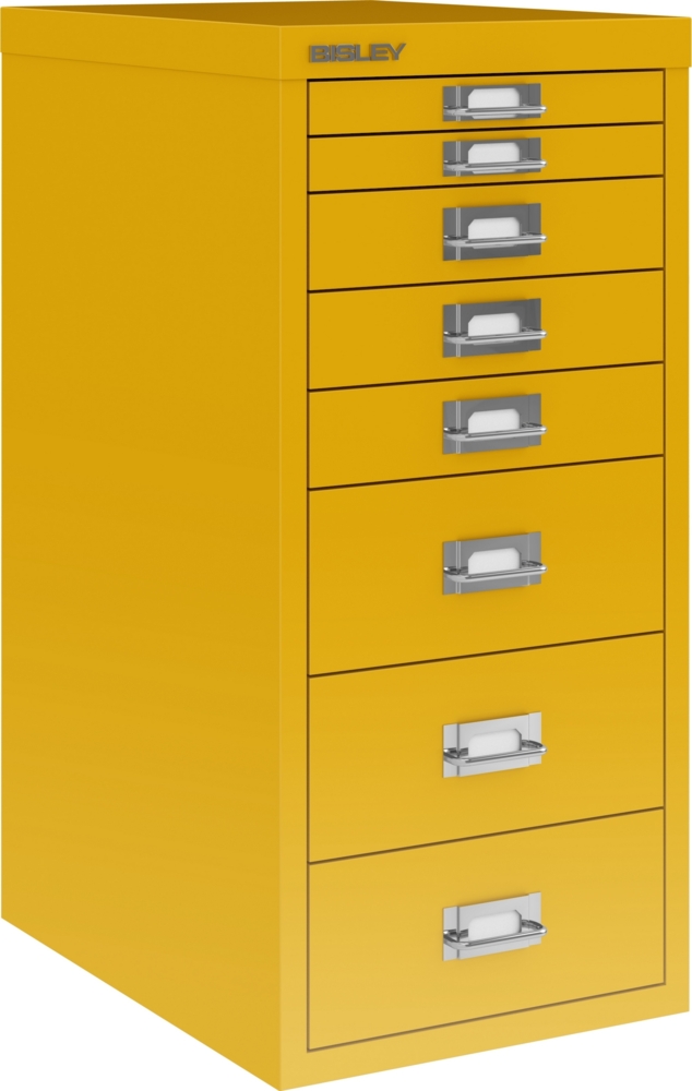 Bisley Multidrawer Schubladenschrank aus Metall mit 8 Schubladen DIN A4 ohne Sockel - Farbe: Sunflower, L298-642 Bild 1