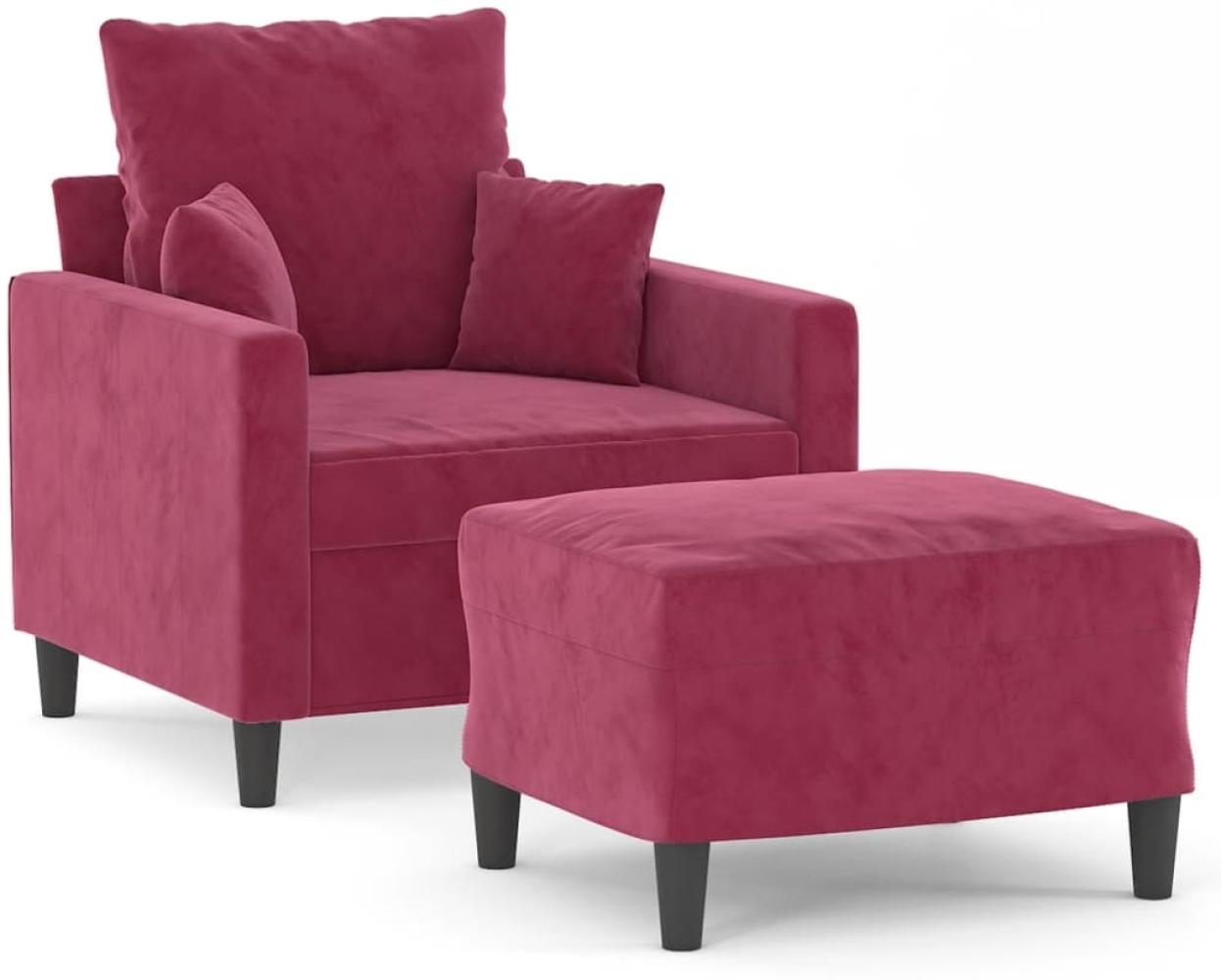 vidaXL Sessel mit Hocker Weinrot 60 cm Samt 3201101 Bild 1