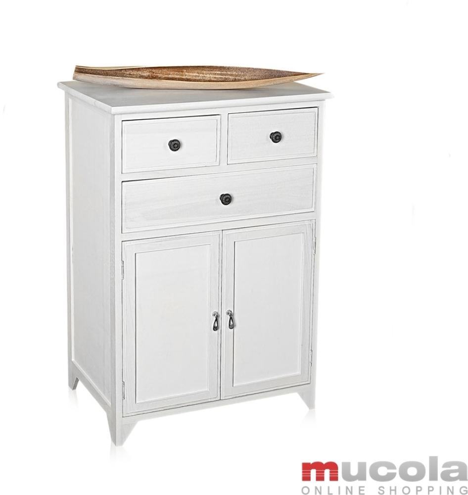 Kommode Schrank Regal Sideboard Badschrank Shabby Chic weiß Holz Beistellschrank Bild 1