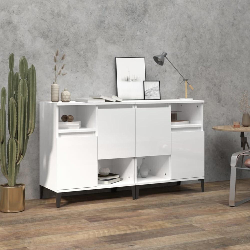 vidaXL Sideboards 2 Stk. Hochglanz-Weiß 60x35x70 cm Holzwerkstoff 3185729 Bild 1