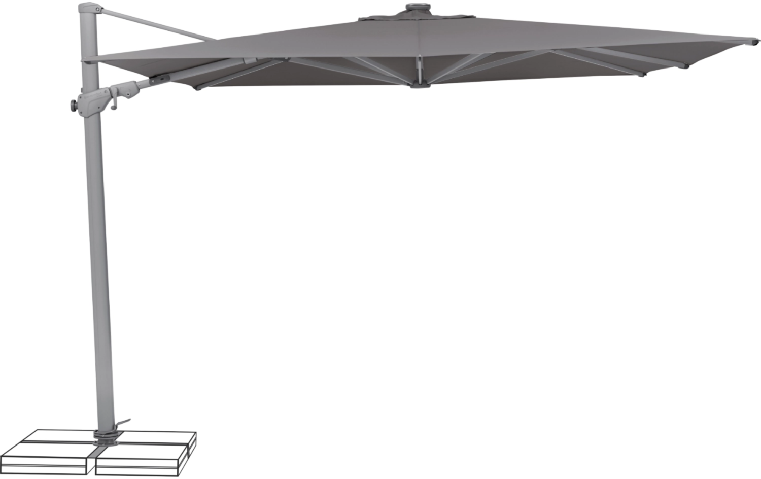 Suncomfort by Glatz Sonnenschirm / Ampelschirm "Varioflex Solar LED 300 x 300", stone grey, 300 x 300 cm Bild 1