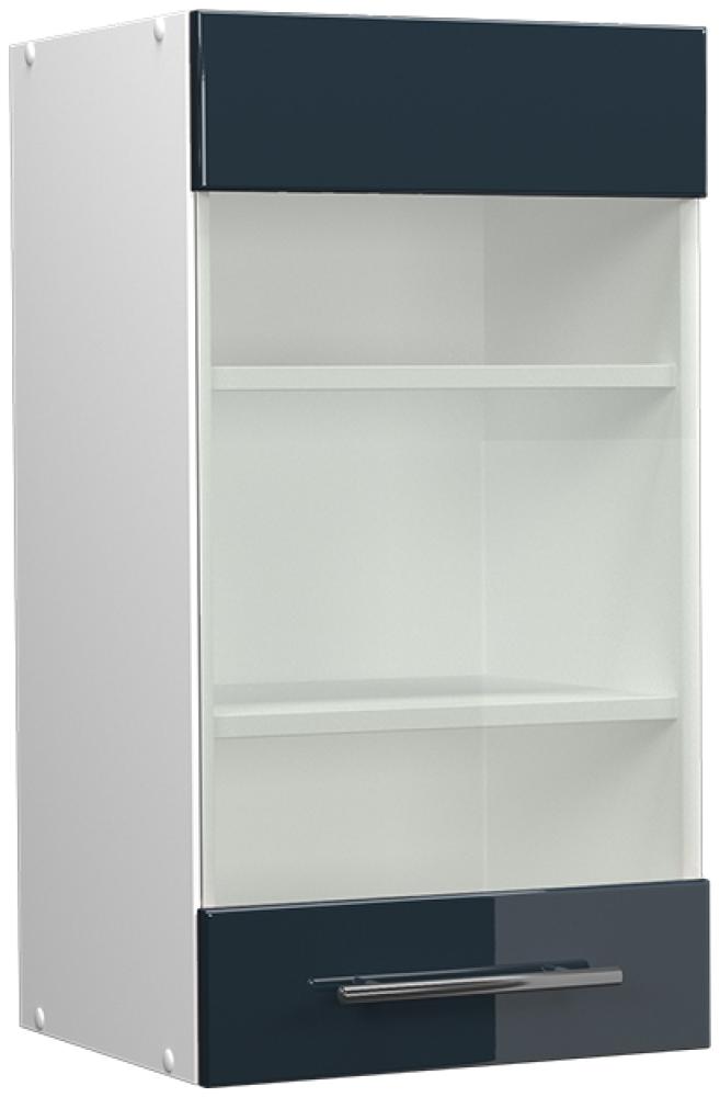 Vicco Glashängeschrank Fame-Line Weiß Dunkelblau Hochglanz 40 cm Bild 1