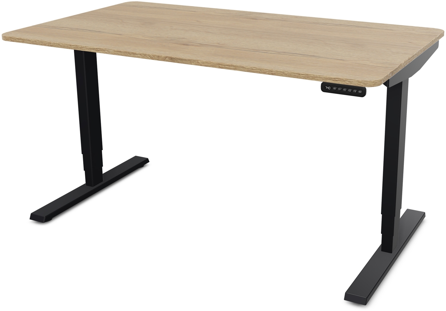 ASSMANN Elektrisch höhenverstellbarer Schreibtisch Y-Line Curved 120x80cm Eiche Natura Schwarz Metall Holz Bild 1