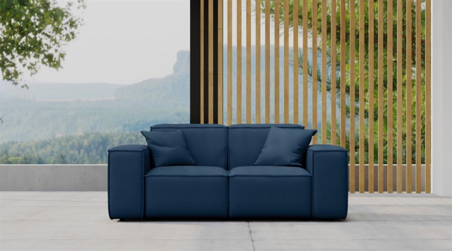 Gartensofa Loungesofa Sofa 2-Sitzer SUMMER wetterfester Stoff NXL Dunkelblau Bild 1